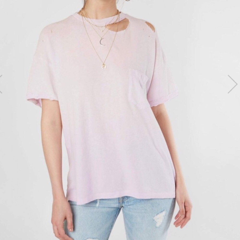 🆕 Free People Lavender Distressed Shirt Sleeve